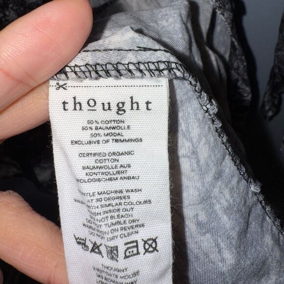 Thought by John Lewis collarless shirt Black And White Woodland Forest 8 EUC - Picture 6 of 9